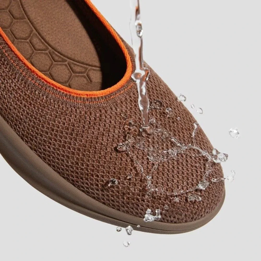 VIVAIA Izabel Coffee Orange Wool Water Repellent Flats Womens US 8.5 EU 39.5